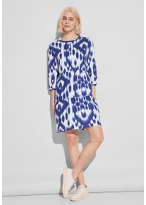 Street One Damen Tunikakleid, blau, casual, Gr. 40, gemustert, Stoff, 100% Leinen, Kleider, aus Leinen