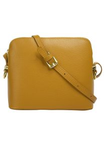 CLUTY Damen Umhängetasche, gelb, Leder, unifarben, Taschen, echt Leder, Made in Italy