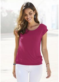 Lascana Longshirt 'mit breitem Bund' pink Gr. 32/34 für Damen. Mit Rundhals. Figurumspielend. Nachhaltig.