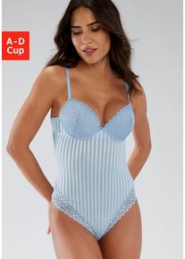 s.Oliver Body 'Amelie' blau Gr. 70 Cup B für Damen. Mit herzförmiger Ausschnitt. Mit Integriertem Kissen und mit Bügel. Figurbetont