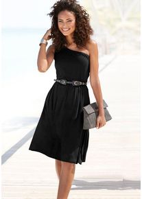 Lascana One-Shoulder-Kleid schwarz Gr. 34 für Damen. Mit asymmetrischer Ausschnitt. Figurumspielend. Nachhaltig.