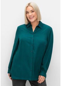 Große Größen Bluse aus weich fließendem Viskose-Twill Gr. 48 blau von sheego für Damen