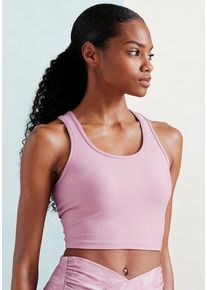 active by Lascana LASCANA ACTIVE Crop-Top pink Gr. XS (32/34) für Damen. Rundhals und Logodruck, Logoschriftzug. Figurbetont