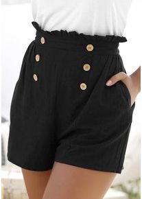 Lascana Shorts schwarz Gr. 34 für Damen. Mit Zierknöpfe. Figurumspielend