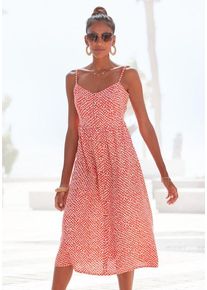 Lascana Sommerkleid mehrfarbig Gr. 34 für Damen. V-Ausschnitt und Kunststoffknöpfe. Figurumspielend