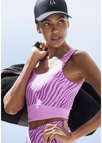 active by Lascana LASCANA ACTIVE Crop-Top pink Gr. XS (32/34) für Damen. Rückenausschnitt und Logodruck. Figurbetont