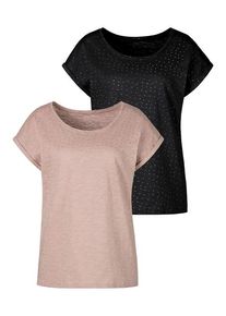 Vivance Kurzarmshirt 'mit silbrigen Glitzerpünktchen' mehrfarbig Gr. 32/34 für Damen. Mit Rundhals. Bequem. Nachhaltig.