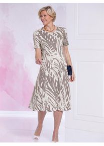 CLASSIC Damen Jerseykleid "Jersey-Kleid", grau, Gr. 52, gemustert, mehrfarbig, Jersey, Single Jersey, 95% Viskose, 5% Elasthan, Kleider