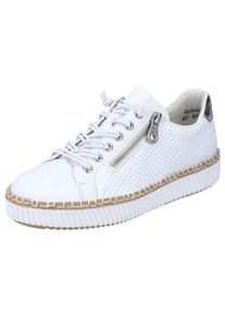 Rieker Damen Sneaker, Gr. 40, weiß, Lederimitat, casual, Schuhe, mit modischer Ziernaht, Freizeitschuh, Halbschuh, Schnürschuh