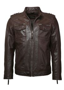 JCC Herren Bikerjacke "1101019-2", braun, Gr. XL, Obermaterial 100% Leder Lamm / Futter: 50% Polyester, 50% Baumwolle, Ärmelfutter: 100% Polyester,