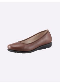 Classic Basics Damen Ballerina, Gr. 38, braun, Glattleder, Basic, Schuhe