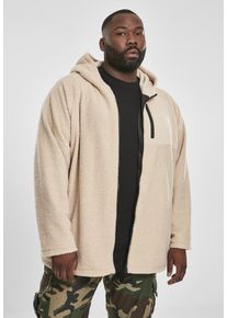 Urban Classics Herren Allwetterjacke "Urban Classics Herren Hooded Sherpa Zip Jacket", beige, casual, Gr. XL, unifarben, 100% Polyester, Jacken