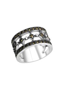 ZEEme Damen Fingerring "Silber 925 oxidiert mit 40x Markasit", 056 (17,8), Silber 925 (Sterlingsilber), schwarz, Silber 925 (Sterlingsilber),