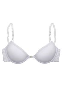 Lascana Damen Push-up-BH, Gr. 75, weiß, Spitze, Obermaterial: 60% Polyamid, 35% Polyester, 5% Elasthan, sexy, BHs, mit Bügel, mit Vorderverschluss