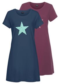 Vivance Dreams Damen Nachthemd, Gr. 32, bunt, Single Jersey, Obermaterial: 100% Baumwolle, Basic, Kleider, mit Sternenprint