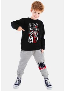 DENOKIDS Herren Hausanzug "Fearless", Gr. 98, blau, 92% Baumwolle;8% Elasthan, bedruckt, Basic, Homewear-Sets, mit Monster-Print