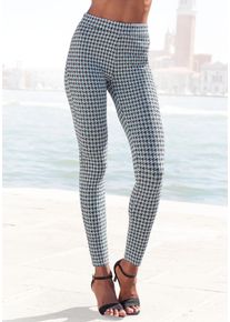 Lascana Damen Leggings, Gr. 36, grün, Obermaterial: 63% Polyester, 31% Viskose, 6% Elasthan, Jacquardmuster, Hahnentrittmuster, Basic, Hosen, mit
