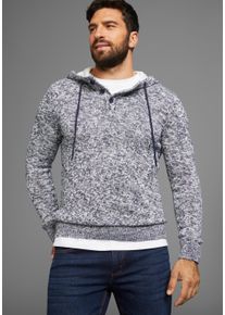 H.I.S. H.I.S Herren Kapuzenpullover "Bis Größe 5 XL", blau, casual, Gr. S, meliert, Strick, Obermaterial: 50% Baumwolle, 50% Polyacryl, Pullover, mit