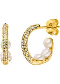 ADRIANA Damen Paar Creolen "Schmuck Geschenk Silber 925 Ohrringe Ravello, R26", Silber 925 (Sterlingsilber)-Perlen, gelb, Silber 925