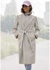 Lascana Damen Langmantel, beige, modisch, Gr. 38, meliert, Flanell, Obermaterial: 90% Polyester, 10% Viskose. Futter: 100% Polyester, Mäntel, mit