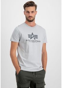 Herren T-Shirt "Basic T-Shirt", grau, modisch, Gr. S, Alpha Industries, bedruckt, Single Jersey, Obermaterial: 100% Baumwolle, Shirts