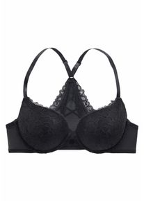 Buffalo Damen Push-up-BH, Gr. 70, schwarz, Spitze, Obermaterial: 90% Polyamid, 10% Elasthan, feminin, BHs, mit modischen Racerback, Dessous