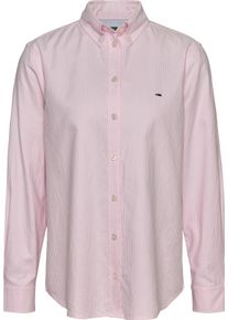 Tommy Jeans Damen Hemdbluse "TJW REG OXFORD SHIRT", pink, klassisch, Gr. XS, gestreift, Web, Obermaterial: 100% Baumwolle, Blusen, mit Logostickerei