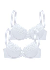 Petite Fleur Damen Bügel-BH, Gr. 100, weiß, Spitze, Obermaterial: 90% Polyamid, 10% Elasthan, klassisch, BHs, mit elastischer Spitze, Dessous
