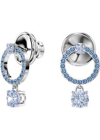 Swarovski Damen Paar Ohrstecker "Constella Pavé Attract Drop Circle, 5563278, 5723563, 5723565", Metall, blau, Metall, Ohrringe, mit Swarovski