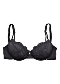 Lascana Damen Push-up-BH, Gr. 75, schwarz, Spitze, Obermaterial: 92% Polyamid, 8% Elasthan, sexy, BHs, mit Jacquardspitze und herausnehmbaren Kissen,