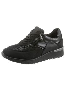 Waldläufer WALDLÄUFER Damen Schnürschuh "K-RAMONA-Soft", Gr. 3,5, schwarz, Nubukleder, Textil, Lackleder, sportlich, Schuhe, mit Luftpolster-Laufsohle, K-Weite