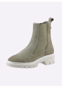 Heine Damen Stiefelette, Gr. 38, grün, Leder, Veloursleder, Rindsleder, modisch, Schuhe