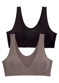 Petite Fleur Damen Still-BH, Gr. 38, braun, Jersey, Obermaterial: 95% Modal, 5% Elasthan, Basic, BHs, ohne Bügel in Wickel-Schlupf Form
