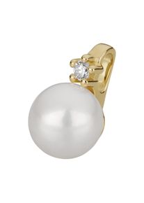 OROLINO Damen Ketten-Anhänger "585 Gold mit Brillant 0,03ct. + Perle 6,5-7mm", ONE-SIZE, 0,03 ct SI = kleine Einschlüsse, Gold, 0,7 g, gelb, Gold,