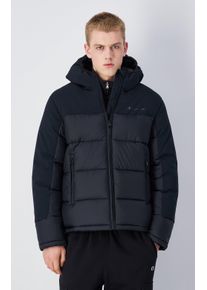 Champion Herren Winterjacke, schwarz, sportlich, Gr. M, unifarben mit Farbeinsatz, Steppware, Obermaterial: 100% Polyamid, Jacken