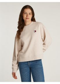Tommy Jeans Damen Sweatshirt "TJW BXY BADGE CREW", beige, casual, Gr. L, meliert, Sweatware, Obermaterial: 100% Baumwolle, Sweatshirts, mit Logo-Badge
