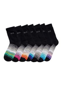 H.I.S. H.I.S Damen Basicsocken, Gr. 31, schwarz, Polyamid, Baumwolle, Elasthan, unifarben mit Farbeinsätzen, Socken, mit schwarzem Schaft