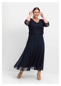 sheego Damen Abendkleid "Große Größen", blau, elegant, Gr. 50, unifarben, Obermaterial: 100% Polyamid;Futter: 100% Polyester;Spitze: 100% Polyester,
