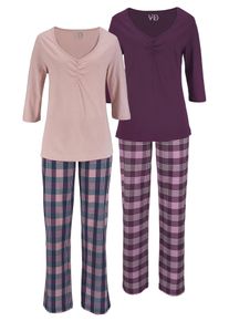 Vivance Dreams Damen Pyjama, Gr. 32, bunt, Single Jersey, Obermaterial: 100% Baumwolle, unifarben, gemustert, Basic, Homewear-Sets, mit karierter Hose