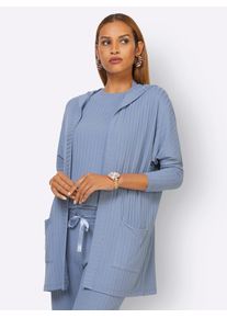 feel good Damen Langjacke, Gr. 36, blau, 64% Polyester, 32% Viskose, 4% Elasthan, unifarben, Jacken