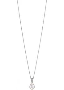 ADRIANA Damen Kette mit Anhänger "Schmuck Geschenk Silber 925 Halskette Sanremo, S21", Silber 925 (Sterlingsilber)-Perlen, L: 50cm B: 1,1mm, weiß,