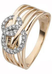 Jobo Damen Fingerring, 58, P1 = bei 10-facher Vergrößerung erkennbare Einschlüsse, Gelbgold 585-Diamanten, gelb, Gelbgold 585, Diamanten,