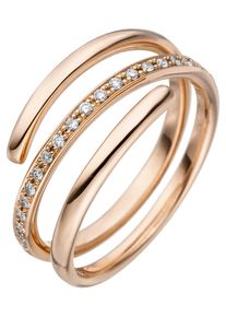 Jobo Damen Diamantring, 54, SI = kleine Einschlüsse, Roségold 585-Diamanten, rosa, Rosu00e9gold 585, Diamanten, Fingerringe, 585 Roségold mit 20