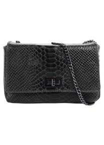 CLUTY Damen Umhängetasche, schwarz, Leder, Taschen, echt Leder, Made in Italy