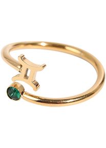 Firetti Damen Fingerring "Schmuck Geschenk Damenring Sternzeichen", 5 g, Zwilling, Edelstahl, 1,2mm, gold, Edelstahl, Fingerringe, Made in Germany -