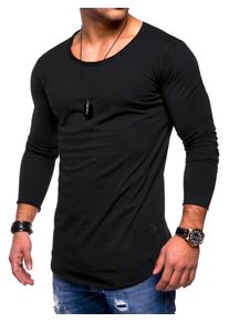 behype Herren Langarmshirt "Dust L/S", schwarz, casual, Gr. M, unifarben, 100% Baumwolle, Shirts, mit weitem Halsausschnitt