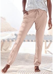 Lascana Damen Schlafhose, Gr. 36, braun, Single Jersey, Obermaterial: 50% Baumwolle, 50% Viskose, unifarben, casual, Hosen, Uni oder mit tollem Druck