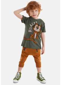 DENOKIDS Herren Hausanzug "Roar Tiger", Gr. 116, grün, 95% Baumwolle;5% Elasthan, animal-print, Basic, Homewear-Sets, mit Tiger-Print