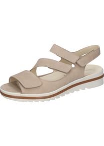 Waldläufer WALDLÄUFER Damen Keilsandalette "Hakura", Gr. 7, beige, Nubukleder, klassisch, Schuhe, Sommerschuh, Sandale, Keilabsatz, in bequemer Schuhweite H