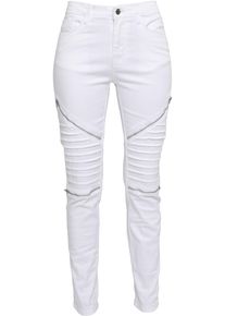 Urban Classics Damen Bequeme Jeans "Urban Classics Damen Ladies Stretch Biker Pants", weiß, casual, Gr. 27, unifarben, 98% Baumwolle, 2% Elasthan,